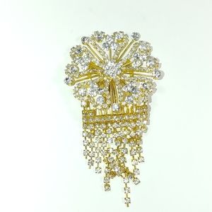 Gold flower petal & dangles hair comb NWT